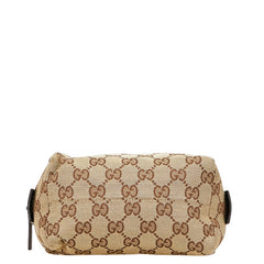 グッチ GGキャンバス ポーチ 29595 ベージュ グリーン キャンバス レザー レディース GUCCI 【中古】