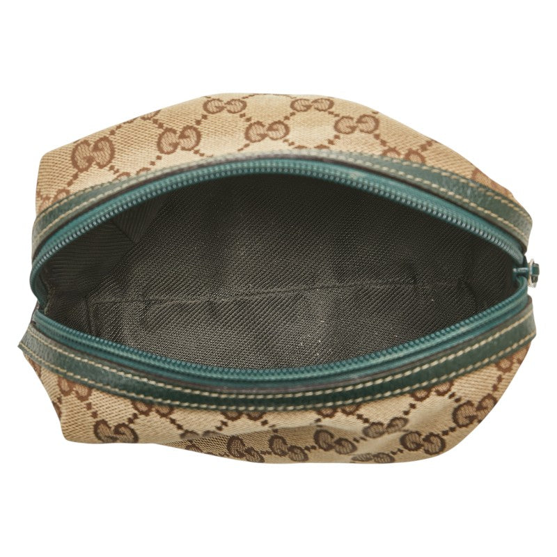 グッチ GGキャンバス ポーチ 29595 ベージュ グリーン キャンバス レザー レディース GUCCI 【中古】
