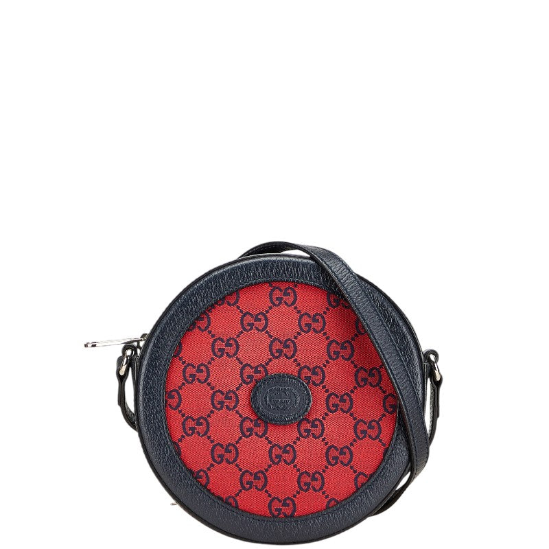 グッチ GGキャンバス 斜め掛け ショルダーバッグ 658825 レッド ブラック キャンバス レザー レディース GUCCI 【中古】