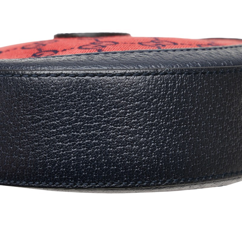 グッチ GGキャンバス 斜め掛け ショルダーバッグ 658825 レッド ブラック キャンバス レザー レディース GUCCI 【中古】