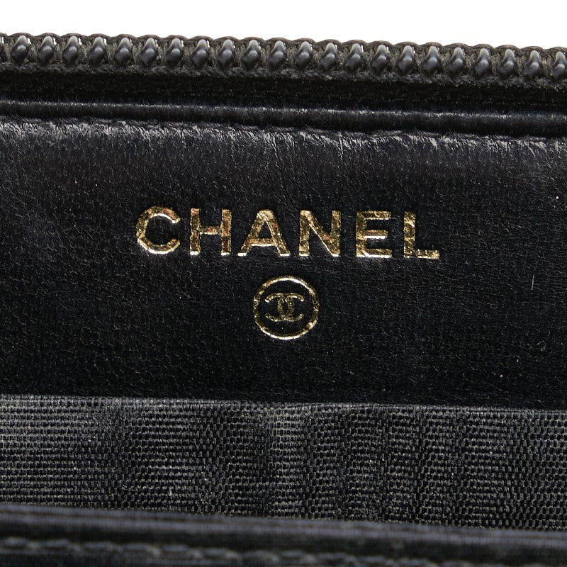 シャネル ココマーク ラウンドファスナー 長財布 ブラック キャビアスキン レディース CHANEL 【中古】