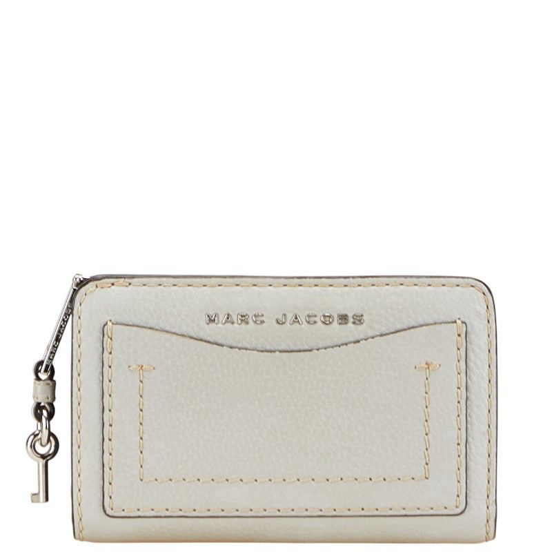 マークジェイコブス ロゴ 二つ折り財布 グレー レザー レディース MARC JACOBS 【中古】