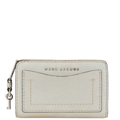 マークジェイコブス ロゴ 二つ折り財布 グレー レザー レディース MARC JACOBS 【中古】