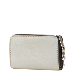 マークジェイコブス ロゴ 二つ折り財布 グレー レザー レディース MARC JACOBS 【中古】