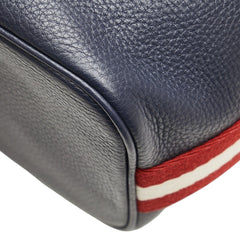 バリー ロゴ ショルダーバッグ ハンドバッグ 2WAY ネイビー レザー レディース BALLY 【中古】