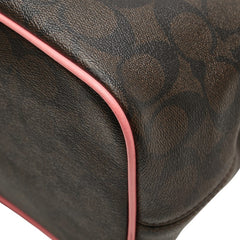 コーチ シグネチャー トートバッグ ハンドバッグ F57842 ブラウン ピンク PVC レザー レディース COACH 【中古】