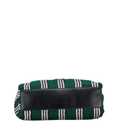 フルラ ストライプロープ プリムラ Primula ホーボーバッグ トートバッグ ハンドバッグ グリーン ブラック ホワイト レザー メッシュ レディース Furla 【中古】