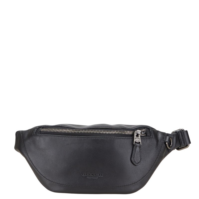 コーチ ロゴ ボディバッグ ブラック レザー レディース COACH 【中古】