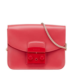 フルラ ロゴ チェーン ショルダーバッグ レッド レザー レディース Furla 【中古】