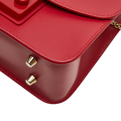フルラ ロゴ チェーン ショルダーバッグ レッド レザー レディース Furla 【中古】