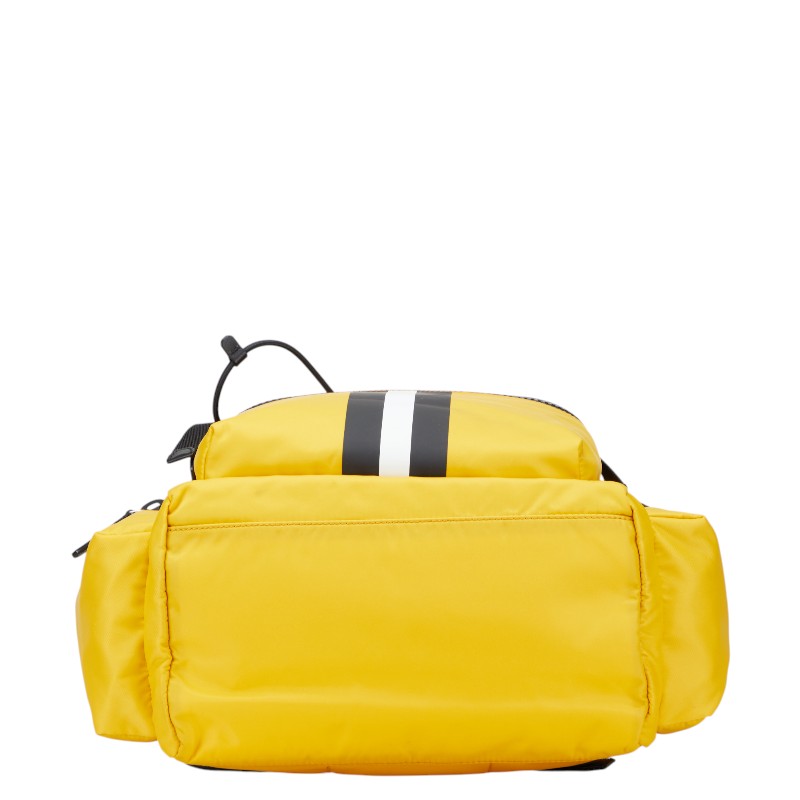 バリー Crew リュック バックパック イエロー ブラック ナイロン レザー レディース BALLY 【中古】