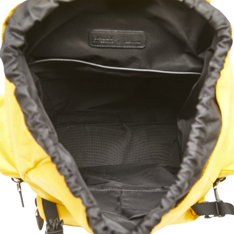 バリー Crew リュック バックパック イエロー ブラック ナイロン レザー レディース BALLY 【中古】