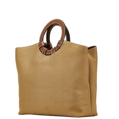 ハンティングワールド ロゴ ハンドバッグ トートバッグ カーキグリーン ブラウン キャンバス レザー レディース HUNTING WORLD 【中古】