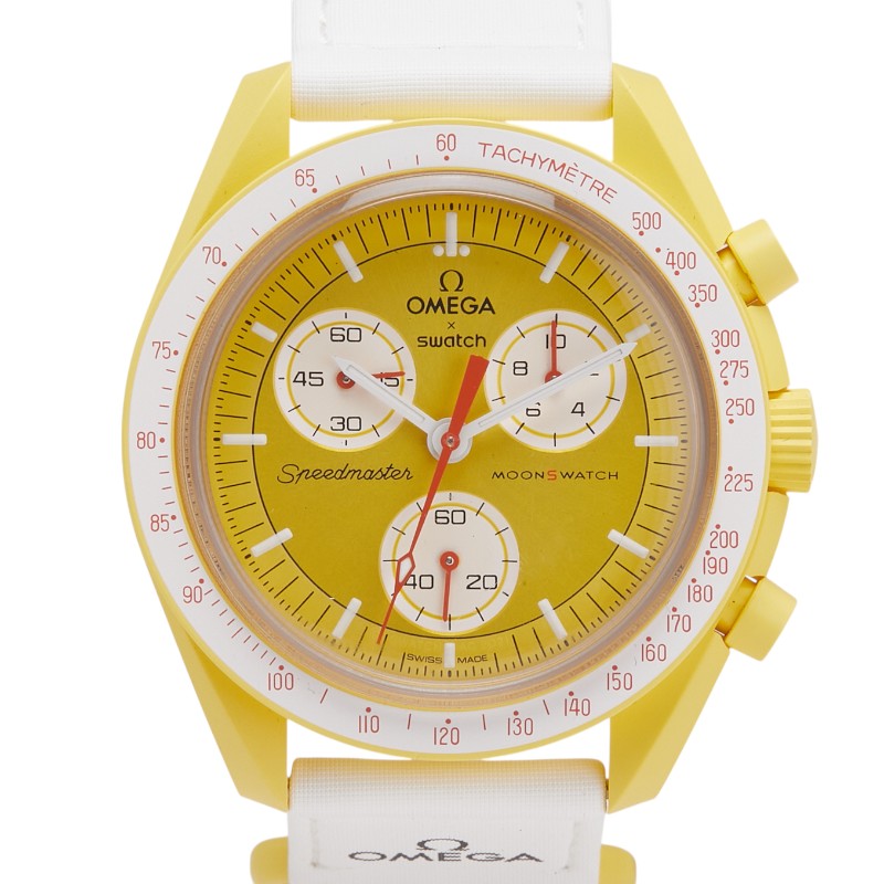 オメガ × スウォッチ ムーンスウォッチ MISSION TO THE SUN 腕時計 SO33J100 クオーツ イエロー文字盤 セラミック ナイロン メンズ OMEGA 【中古】