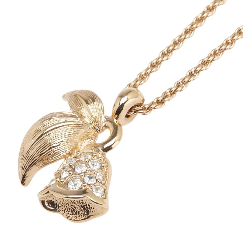 クリスチャンディオール ヴィンテージ リーフ ベル モチーフ ネックレス ゴールド メッキ ラインストーン レディース Christian Dior 【中古】