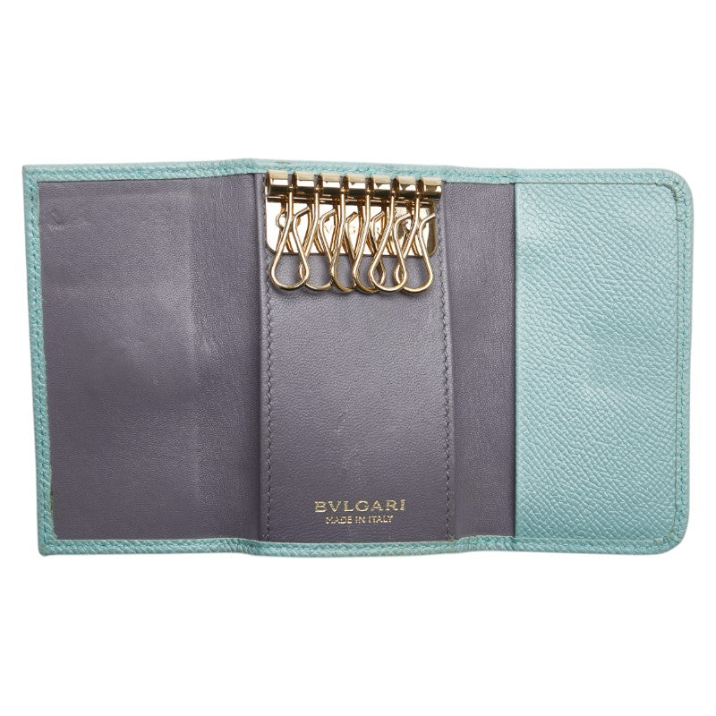 ブルガリ ブルガリブルガリ 6連 キーケース ブルー レザー レディース BVLGARI 【中古】