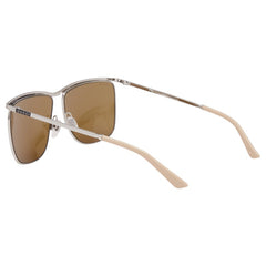 グッチ ティアドロップ UVカット サングラス GG0821S 002 シルバー ブラウン ベージュ プラスチック レディース GUCCI 【中古】