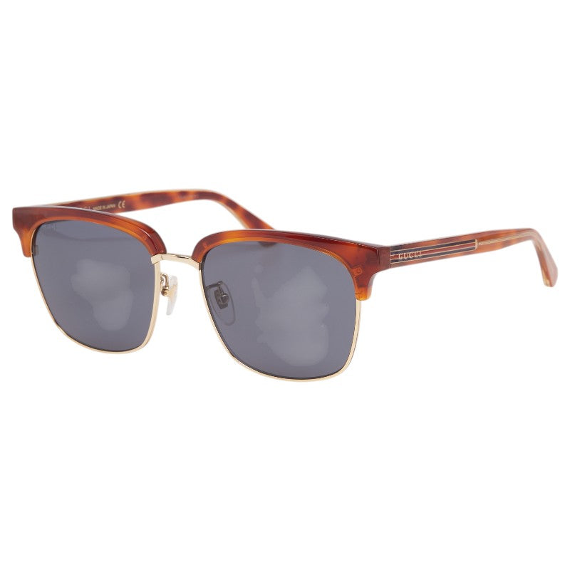 グッチ ロゴ UVカット ハーフリム クリングスタイプ アイウェア サングラス GG0382S ブラウン プラスチック レディース GUCCI 【中古】