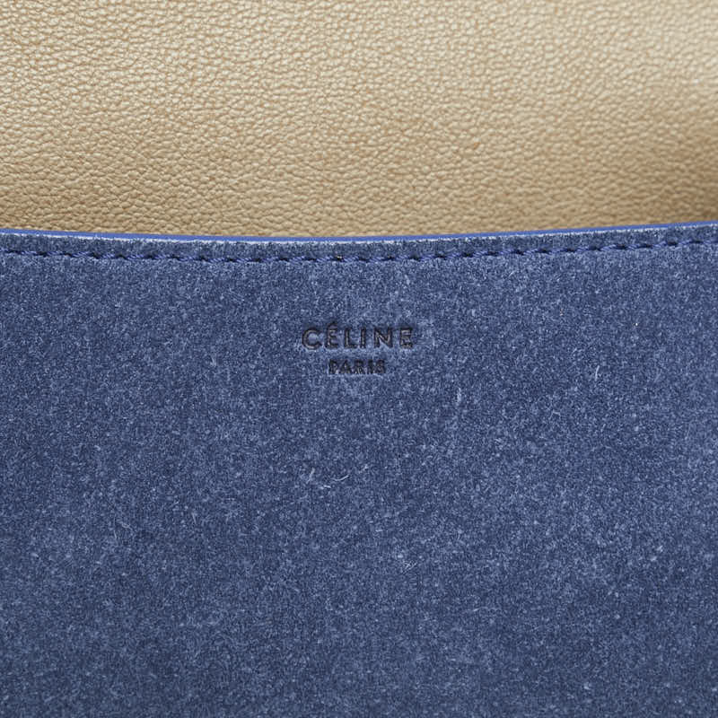 セリーヌ ダイヤモンドクラッチ トリコカラー ショルダーバッグ ベージュ ブラック ブルー レザー スエード レディース CELINE 【中古】