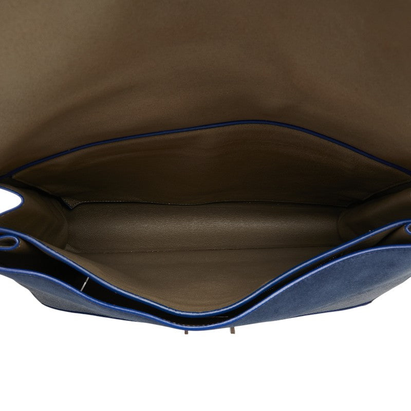 セリーヌ ダイヤモンドクラッチ トリコカラー ショルダーバッグ ベージュ ブラック ブルー レザー スエード レディース CELINE 【中古】