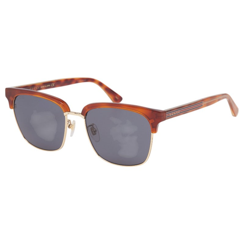 グッチ ロゴ UVカット ハーフリム クリングスタイプ アイウェア サングラス GG0382S ブラウン プラスチック レディース GUCCI 【中古】