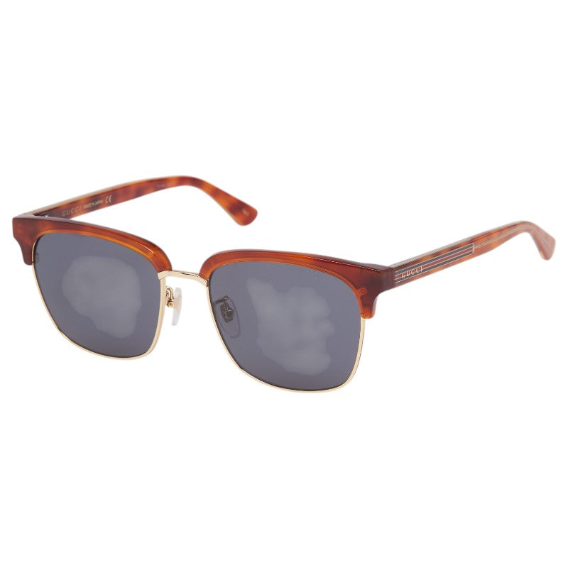 グッチ ロゴ UVカット ハーフリム クリングスタイプ アイウェア サングラス GG0382S ブラウン プラスチック レディース GUCCI 【中古】