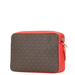 マイケルコース MKシグネチャー バタフライ 蝶 ショルダーバッグ ブラウン オレンジ PVC レザー レディース Michael Kors 【中古】