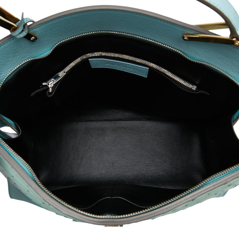 バレンシアガ ハンドバッグ ショルダーバッグ 2WAY ブルー オーストリッチ レザー レディース BALENCIAGA 【中古】