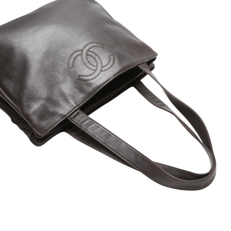 シャネル ココマーク トートバッグ ハンドバッグ ブラウン ラムスキン レディース CHANEL 【中古】
