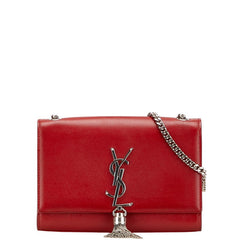 サンローラン YSLロゴ ケイト 斜め掛け チェーン ショルダーバッグ レッド レザー レディース SAINT LAURENT 【中古】