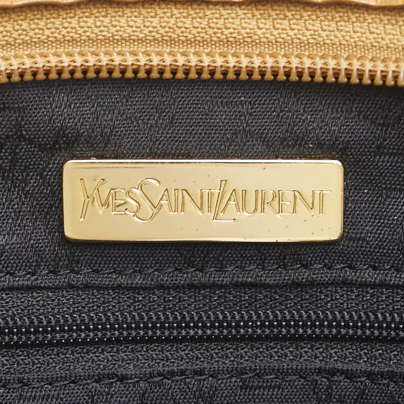 サンローラン YSLロゴ クラッチバッグ ブラック ブラウン レザー レディース SAINT LAURENT 【中古】