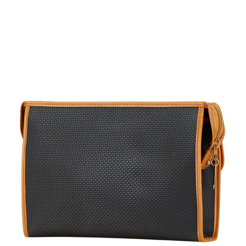 サンローラン YSLロゴ クラッチバッグ ブラック ブラウン レザー レディース SAINT LAURENT 【中古】