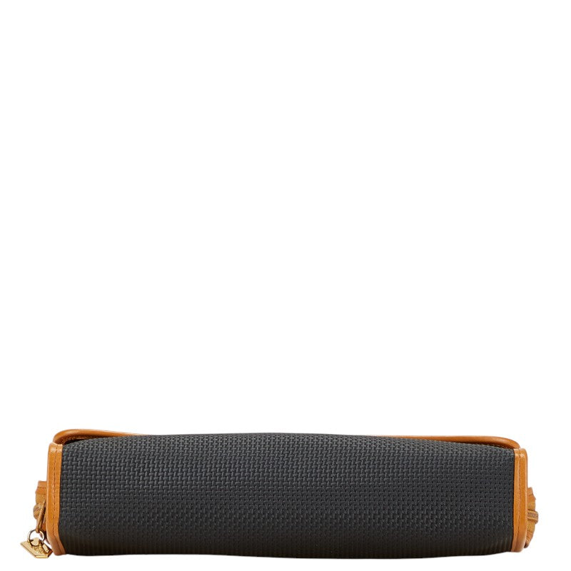 サンローラン YSLロゴ クラッチバッグ ブラック ブラウン レザー レディース SAINT LAURENT 【中古】