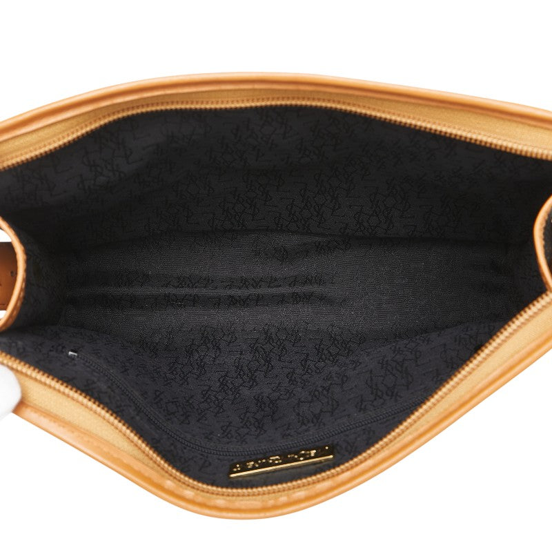 サンローラン YSLロゴ クラッチバッグ ブラック ブラウン レザー レディース SAINT LAURENT 【中古】
