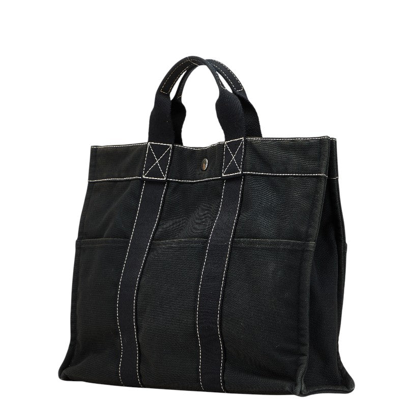 エルメス フールトゥMM トートバッグ ハンドバッグ ブラック キャンバス レディース HERMES 【中古】