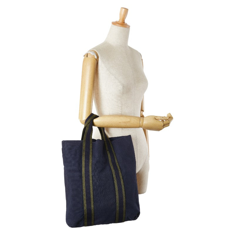エルメス フールトゥ カバス トートバッグ ハンドバッグ ネイビー グリーン キャンバス レディース HERMES 【中古】