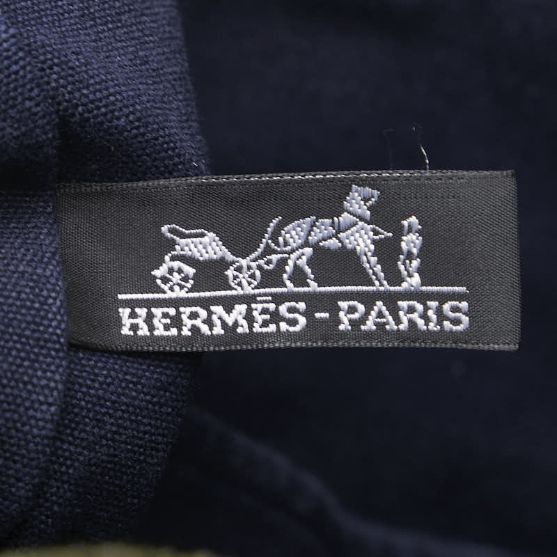 エルメス フールトゥ カバス トートバッグ ハンドバッグ ネイビー グリーン キャンバス レディース HERMES 【中古】