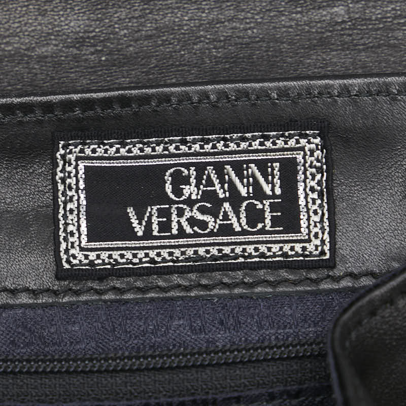ヴェルサーチェ サンバースト 太陽 リュック バックパック ブラック レザー レディース VERSACE 【中古】