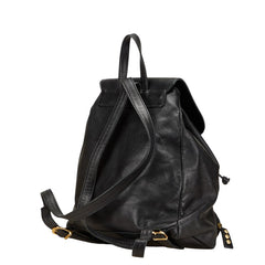 ヴェルサーチェ サンバースト 太陽 リュック バックパック ブラック レザー レディース VERSACE 【中古】