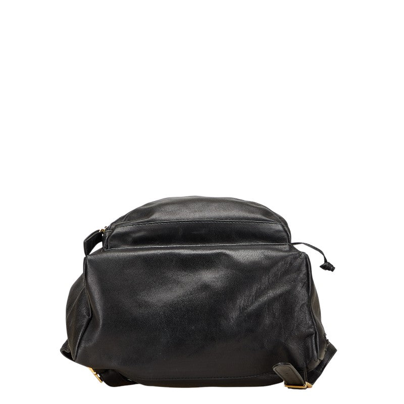 ヴェルサーチェ サンバースト 太陽 リュック バックパック ブラック レザー レディース VERSACE 【中古】