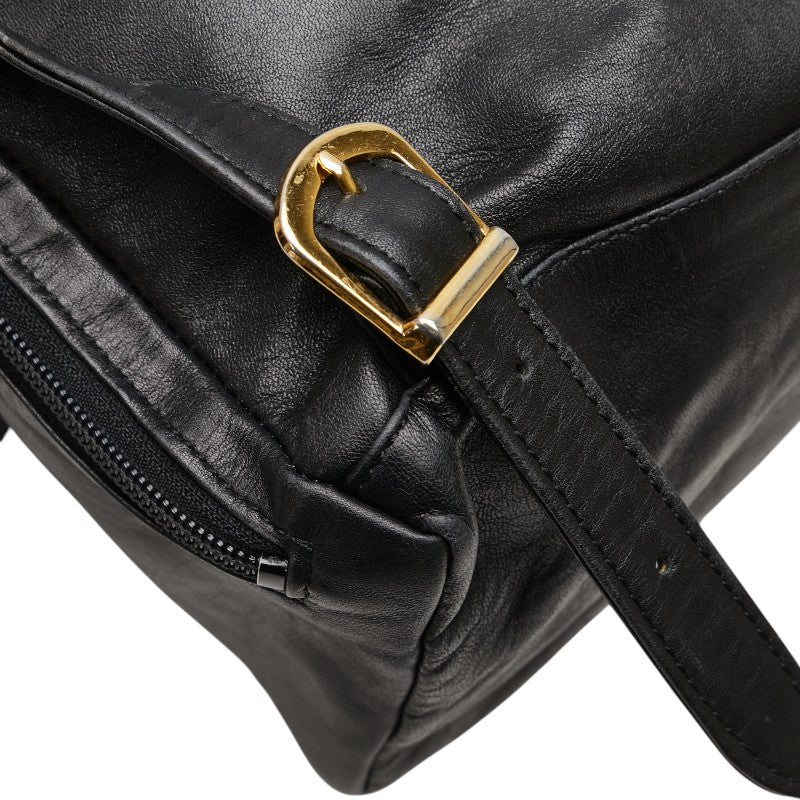 ヴェルサーチェ サンバースト 太陽 リュック バックパック ブラック レザー レディース VERSACE 【中古】
