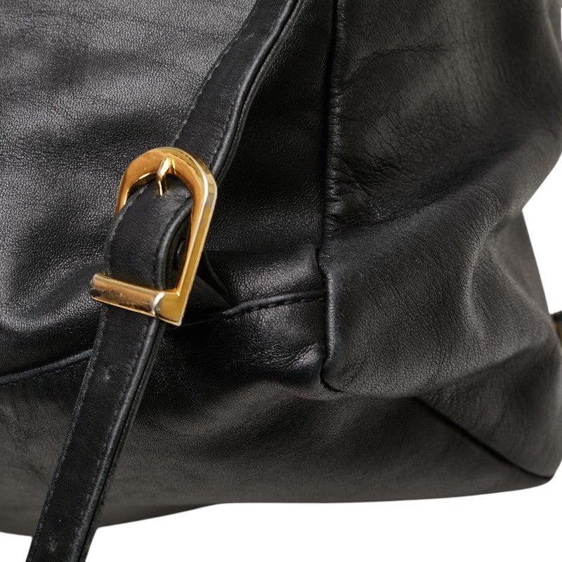 ヴェルサーチェ サンバースト 太陽 リュック バックパック ブラック レザー レディース VERSACE 【中古】