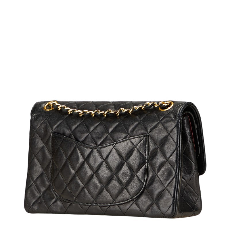 シャネル マトラッセ ココマーク ダブルフラップ チェーン ショルダーバッグ ブラック ラムスキン レディース CHANEL 【中古】