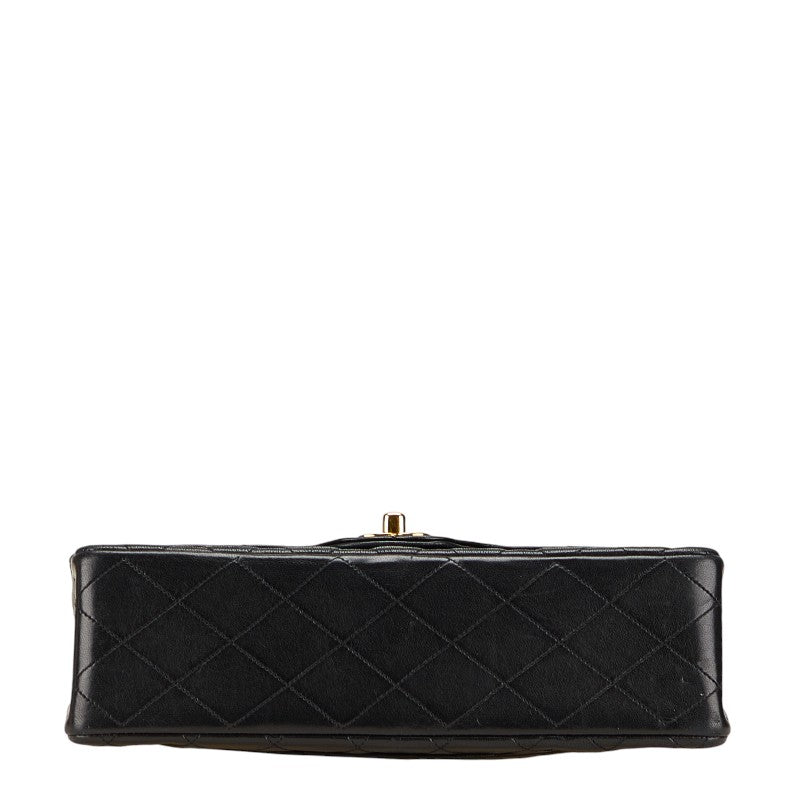 シャネル マトラッセ ココマーク ダブルフラップ チェーン ショルダーバッグ ブラック ラムスキン レディース CHANEL 【中古】