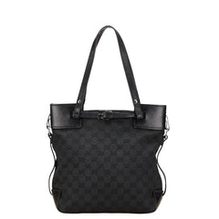 グッチ GGキャンバス ハンドバッグ トートバッグ ブラック キャンバス レザー レディース GUCCI 【中古】