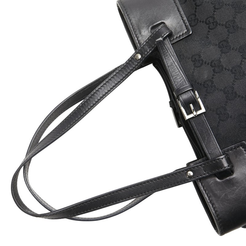 グッチ GGキャンバス ハンドバッグ トートバッグ ブラック キャンバス レザー レディース GUCCI 【中古】