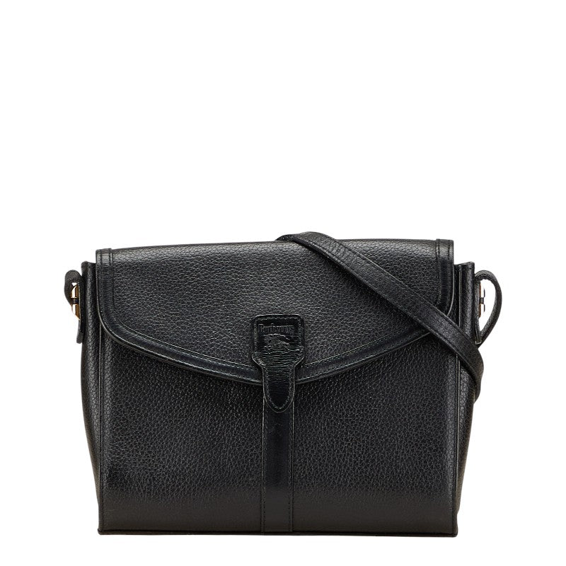 バーバリー ノバチェック シャドーホース ショルダーバッグ ブラック レザー レディース BURBERRY 【中古】