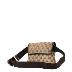グッチ GGキャンバス ウエストバッグ ボディバッグ 92543 ベージュ ブラウン キャンバス レザー レディース GUCCI 【中古】