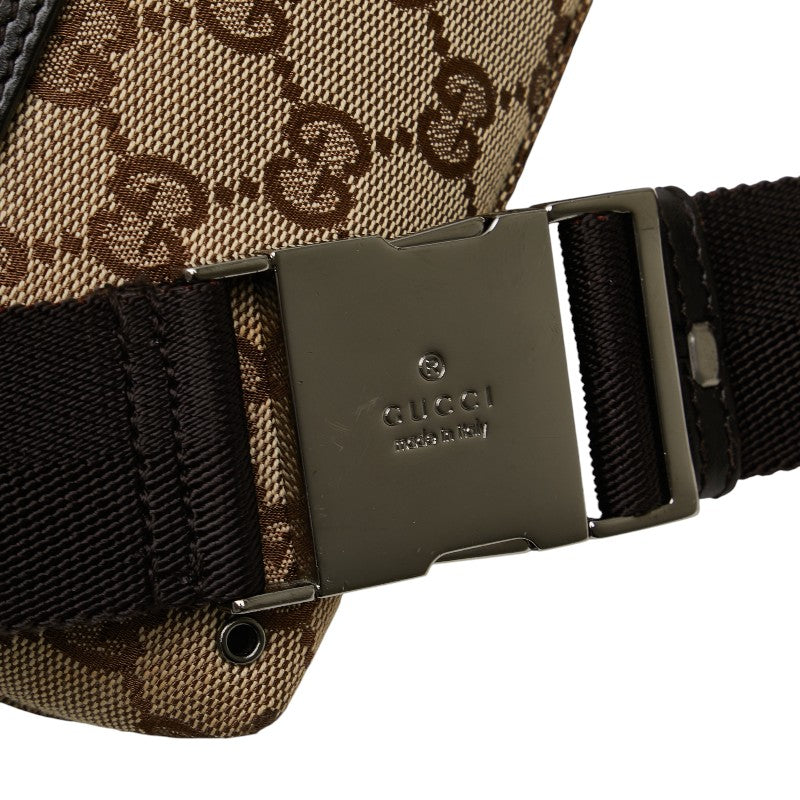 グッチ GGキャンバス ウエストバッグ ボディバッグ 92543 ベージュ ブラウン キャンバス レザー レディース GUCCI 【中古】