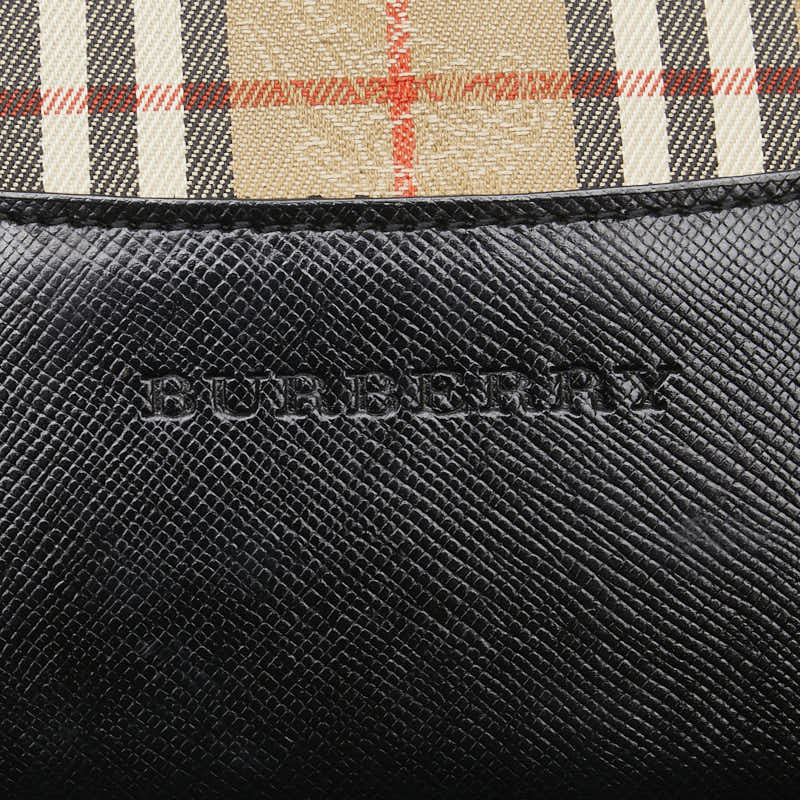 バーバリー ノバチェック シャドーホース ハンドバッグ ベージュ ブラック マルチカラー キャンバス レザー レディース BURBERRY 【中古】